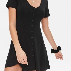 Forever 21 Black Buttoned Fit & Flare Dress NWT